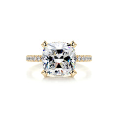 Quinn Moissanite & Diamond Ring -18K Yellow Gold