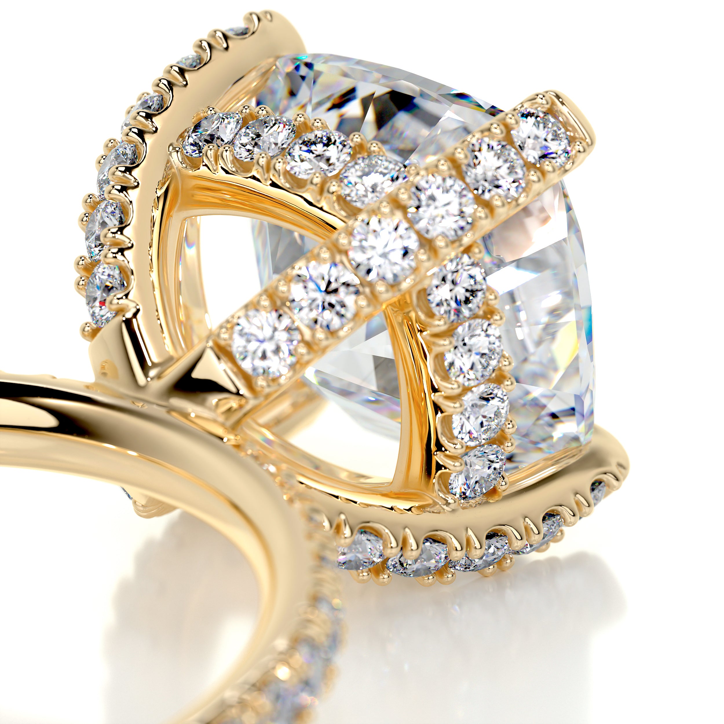 Quinn Moissanite & Diamonds Ring   (3 Carat) -18K Yellow Gold