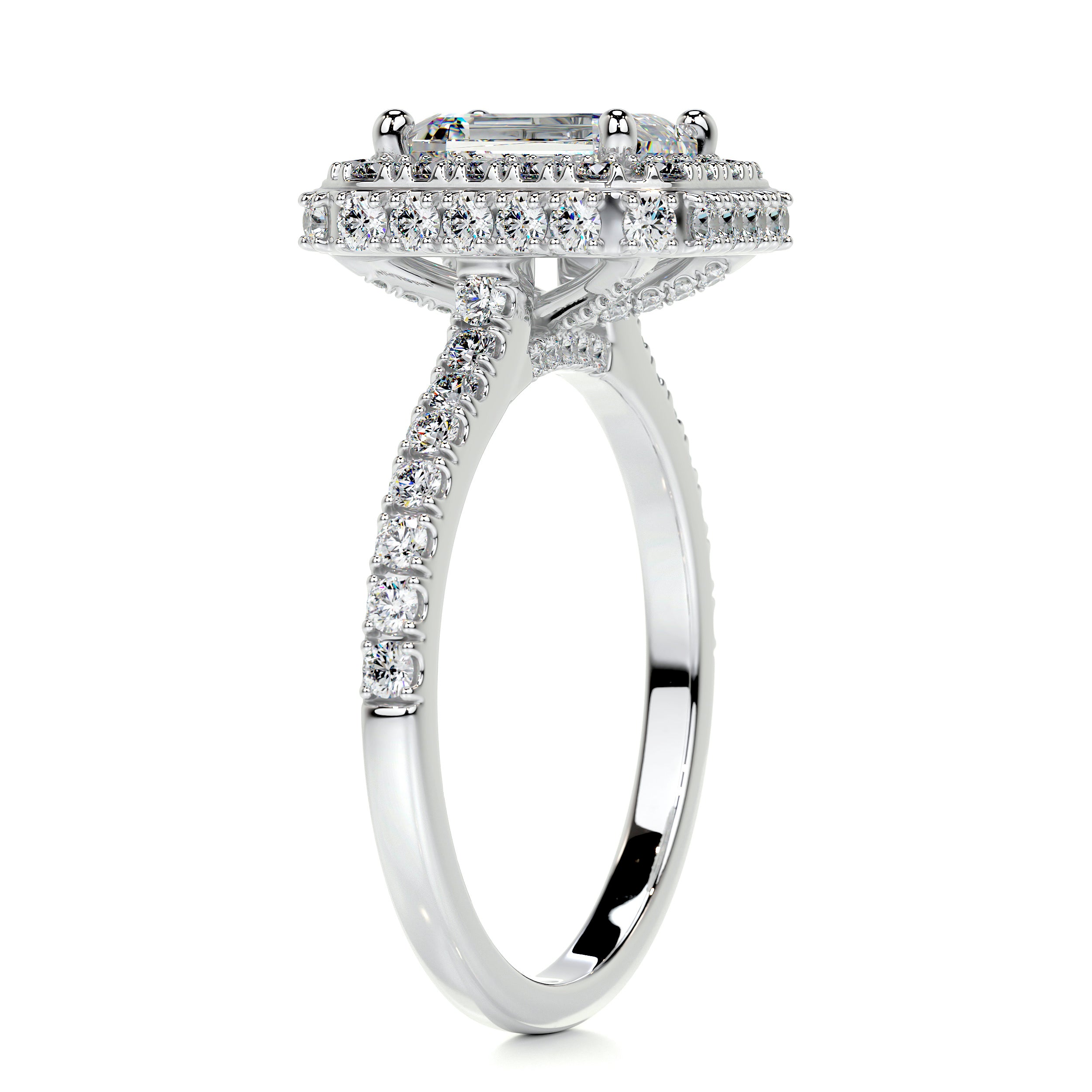 Lana Moissanite & Diamonds Ring   (2.5 Carat) -14K White Gold