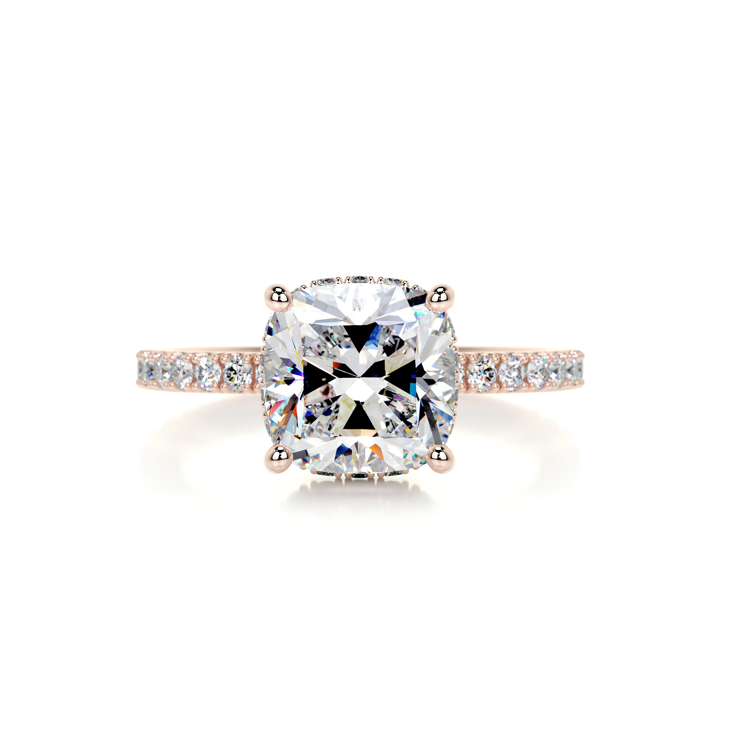 Madeline Moissanite & Diamonds Ring   (3 Carat) -14K Rose Gold