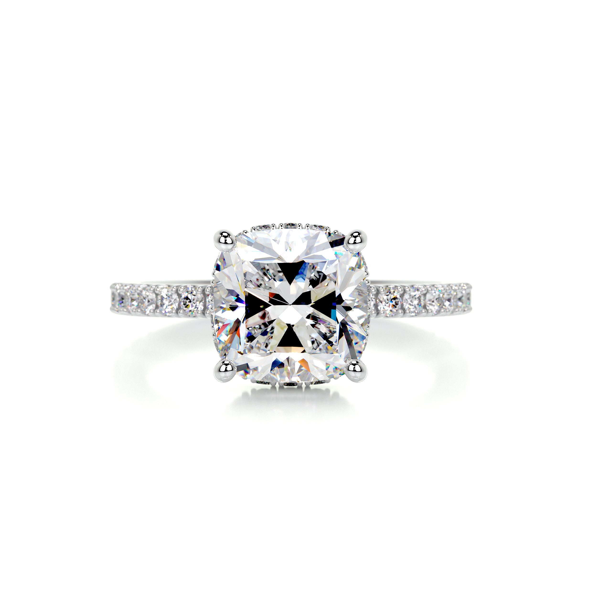 Madeline Moissanite & Diamonds Ring   (3 Carat) -18K White Gold