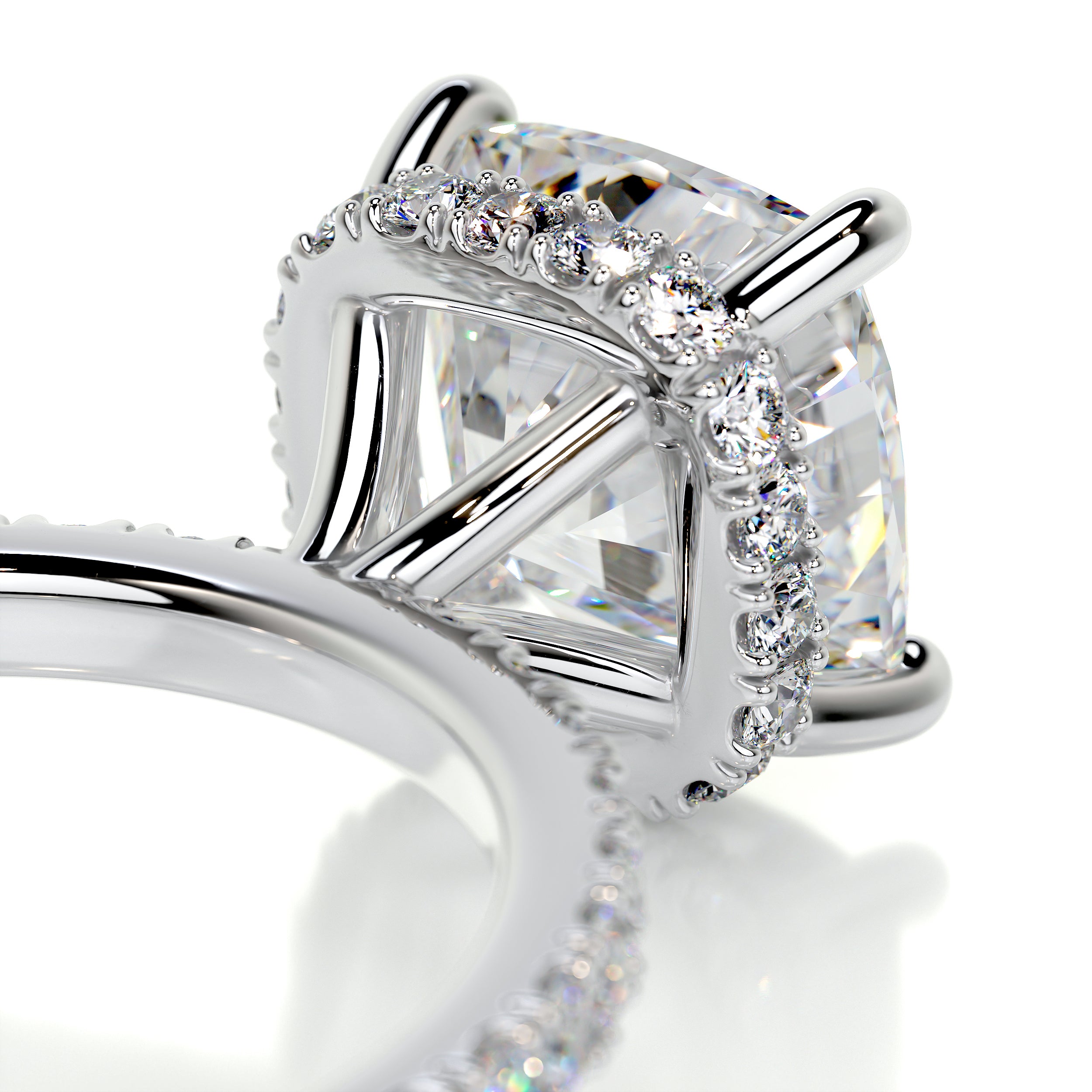 Madeline Moissanite & Diamonds Ring   (3 Carat) -14K White Gold