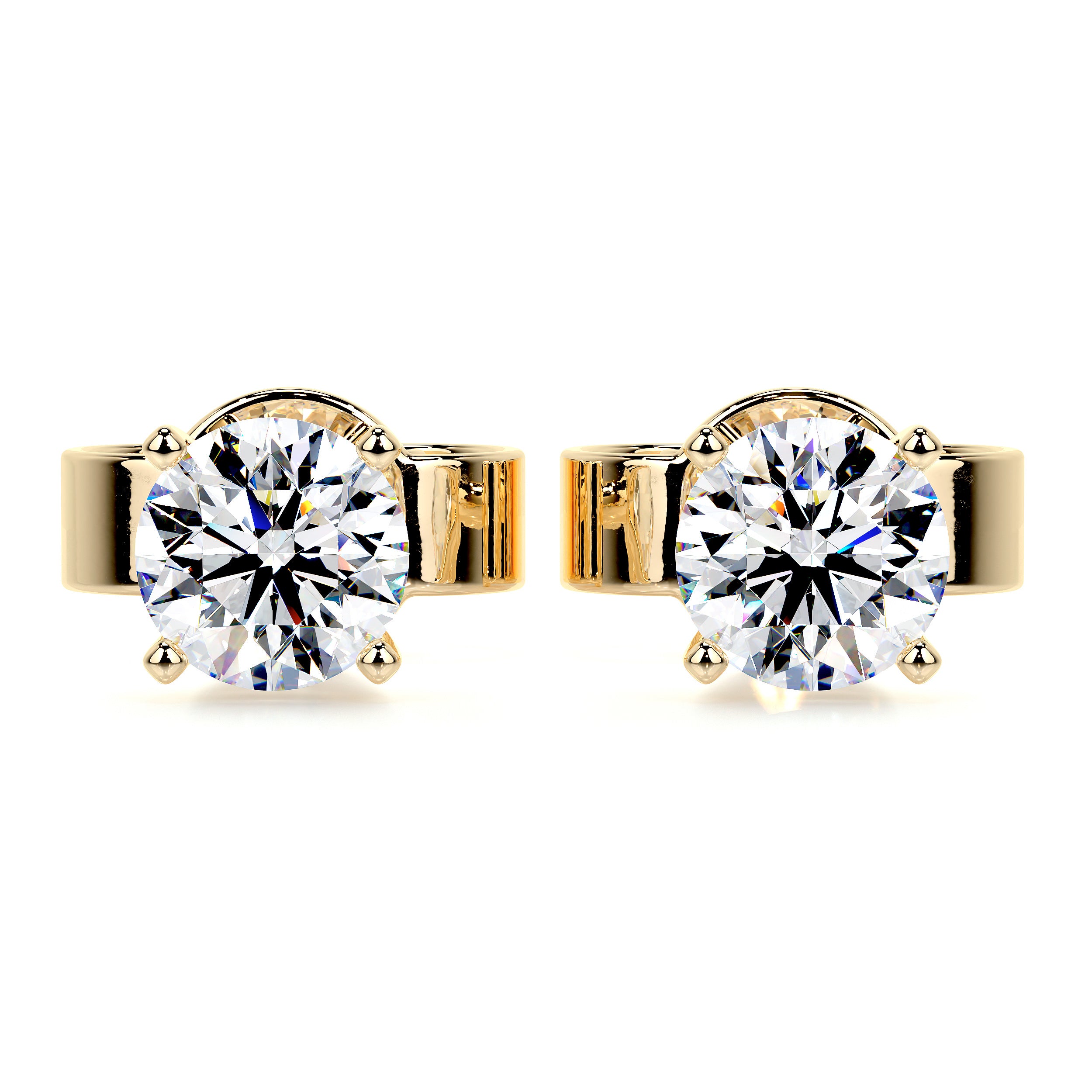 Allen Moissanite Earrings   (3 Carat) -18K Yellow Gold