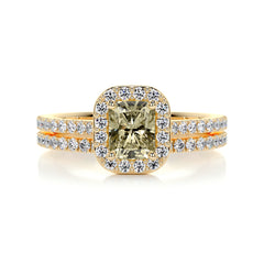 Cora Fancy Diamond Bridal Set -18K Yellow Gold